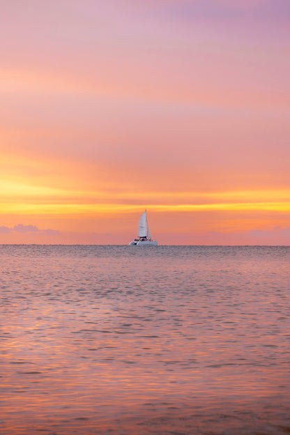 Pinky Sunset Sailboat