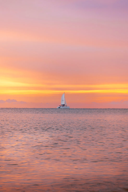 Pinky Sunset Sailboat