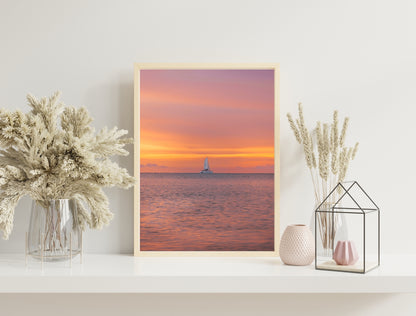 Pinky Sunset Sailboat