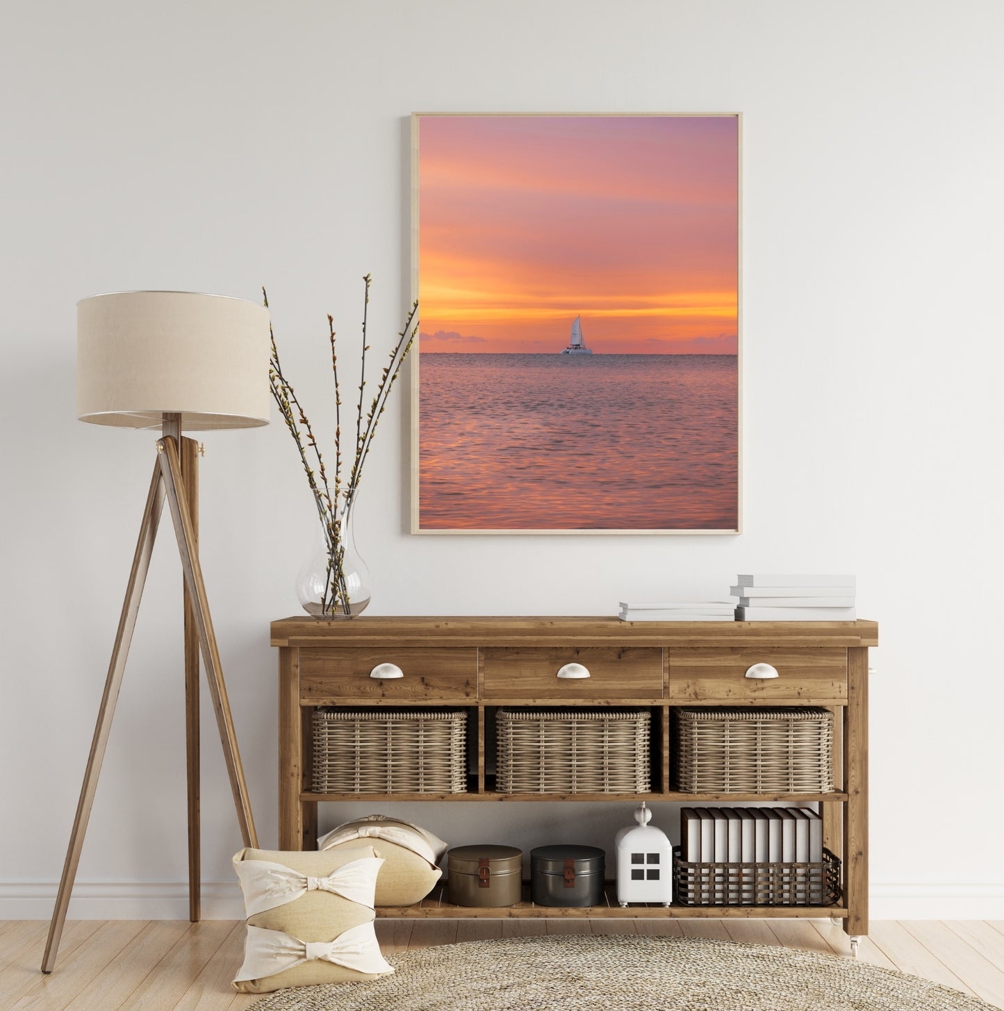 Pinky Sunset Sailboat