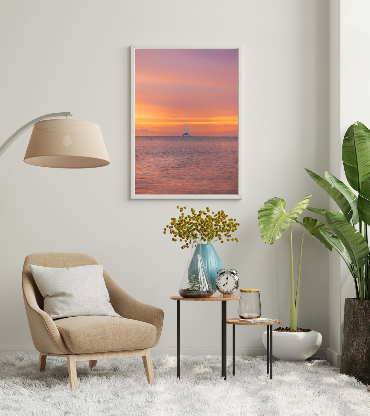 Pinky Sunset Sailboat