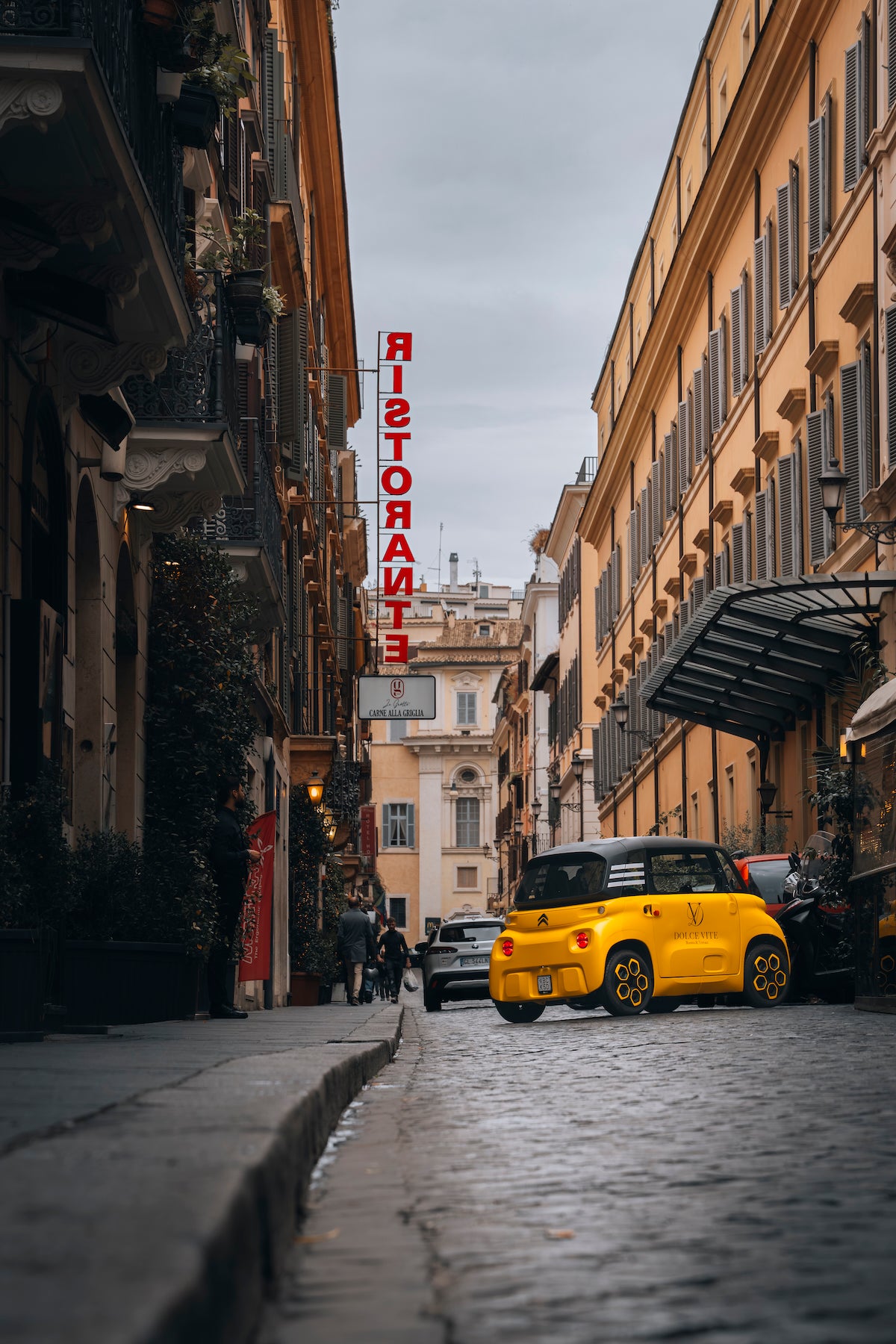 Yellow Car in Rome